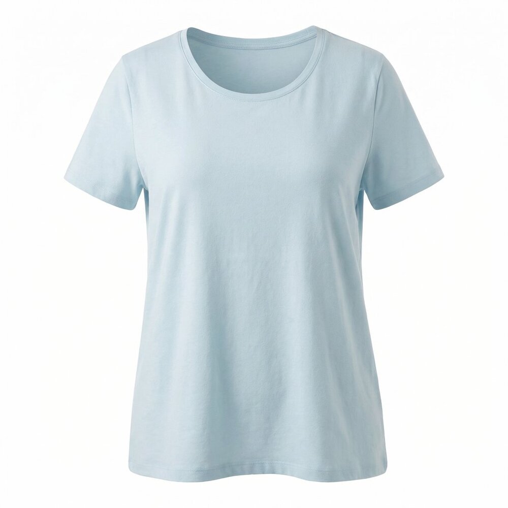 D&CO T-Shirt Women's Large Green Round Neck Short Sleeve Solid‎ Tee Shirt